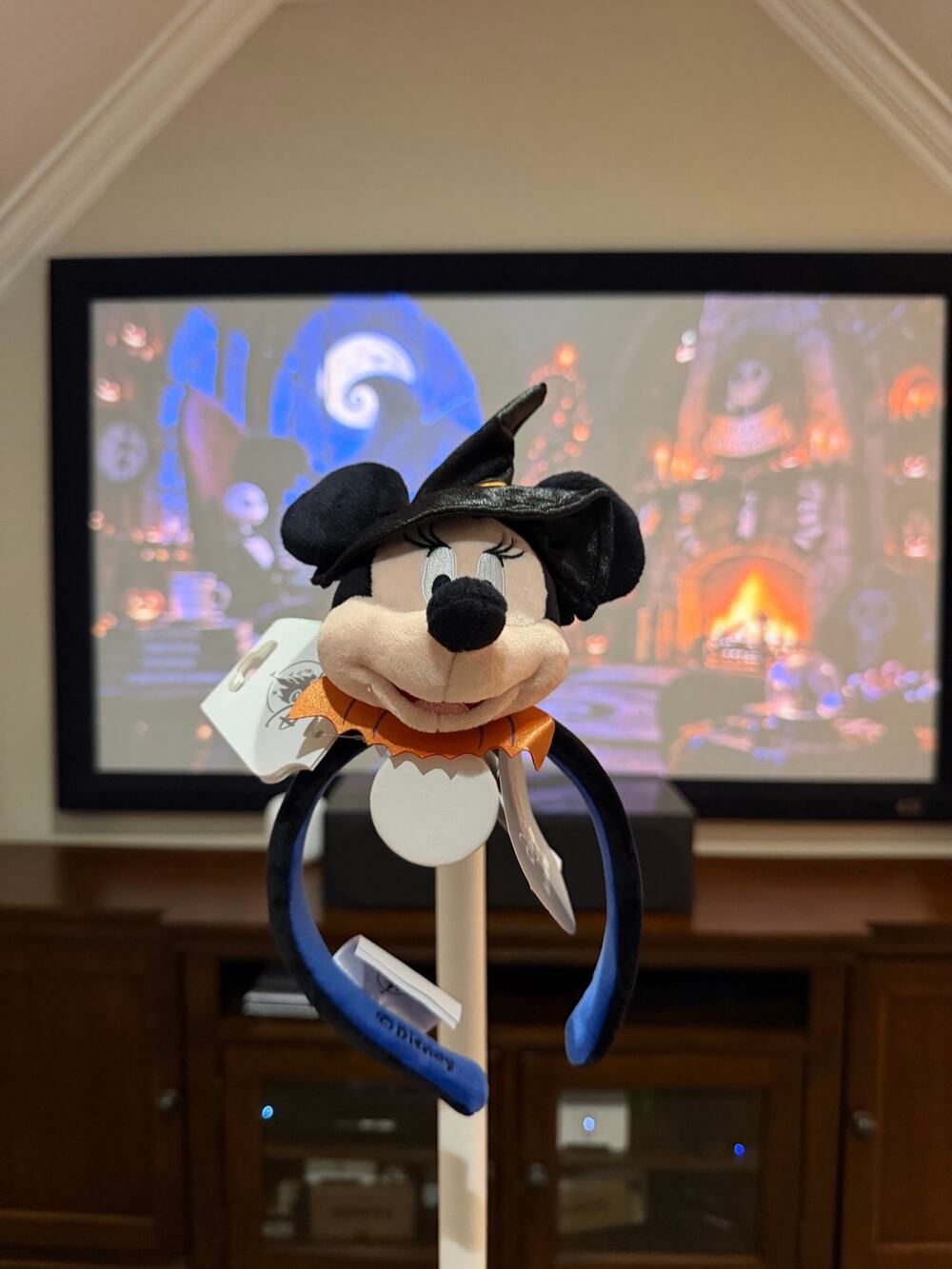 Disney Parks Minnie Mouse Witch Halloween Headband Plush Removable NWT
